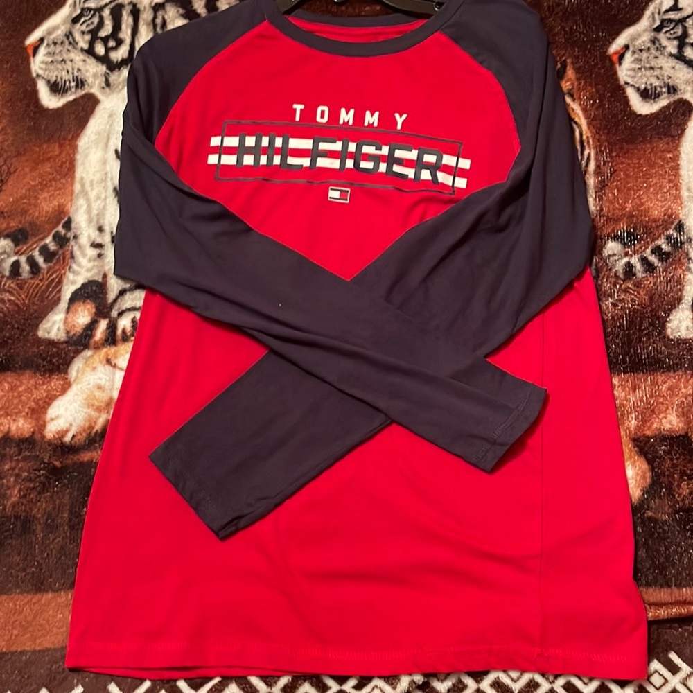 Red and blue long sleeve shirt for BOYS